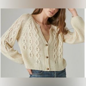 Lucky Brand Textured V Neck Cardigan